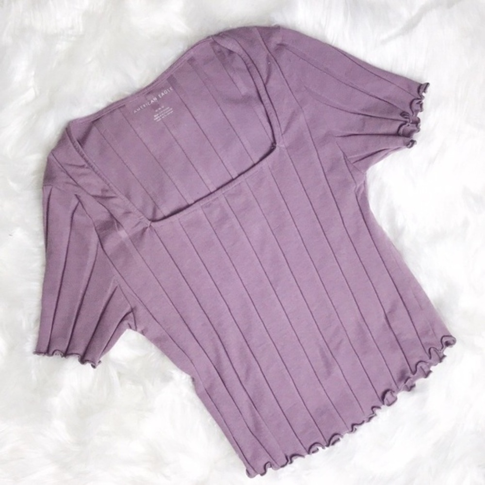 American Eagle Purple Square Neck Tee